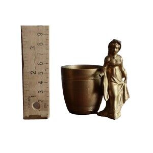 Vintage Figural TOOTHPICK HOLDER Rogers Bro Triple Plate Victorian Woman 2302 3"